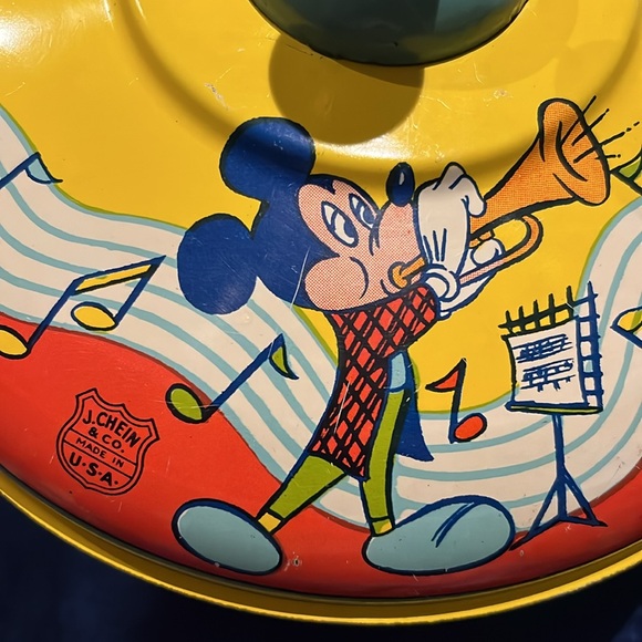 Vintage J. Chein Disney Prod.Toy, Metal Spinning Top Mickey Mouse, Pluto, Donald - Picture 3 of 16